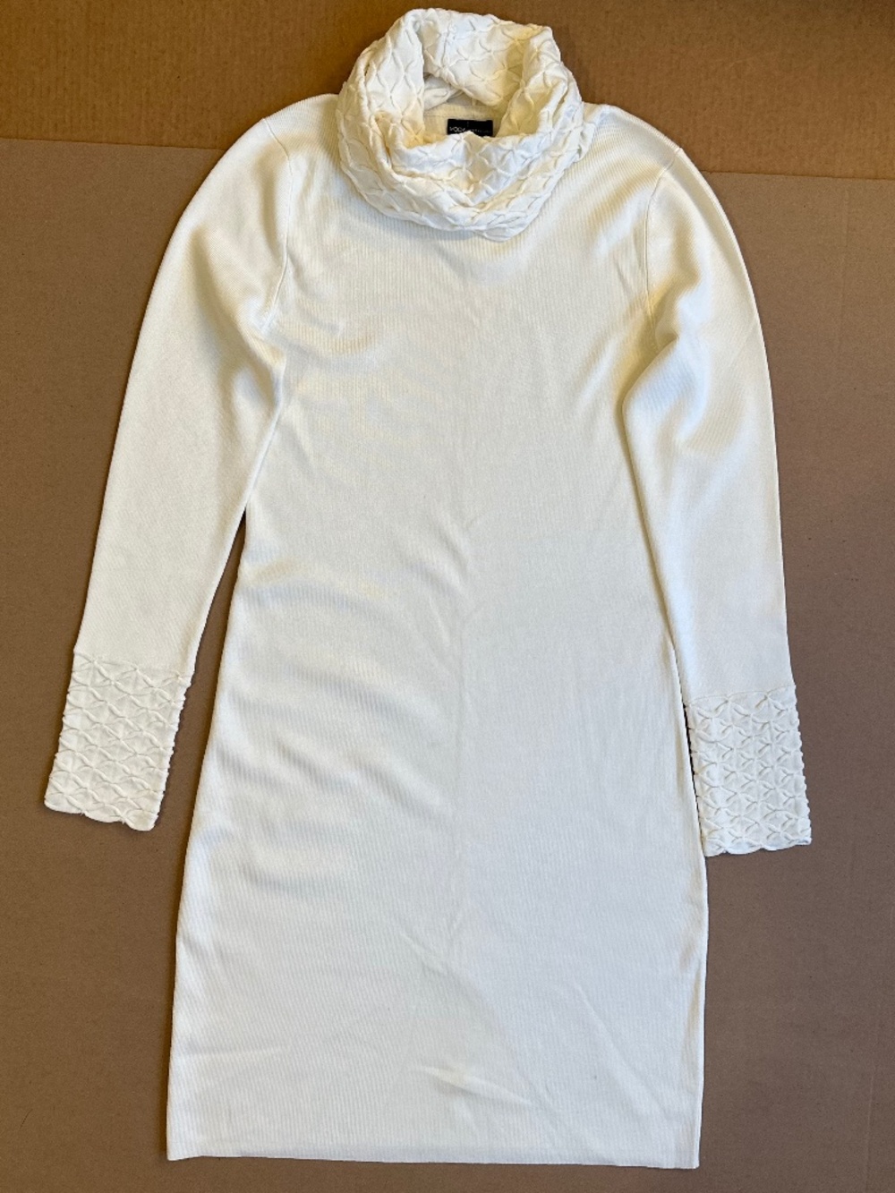 Moda International Victoria's Secret Cream Textured Cowl Neck Sweater Dress L